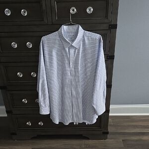 Saddlebred White and Blue Checkered Dress Shirt